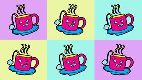 kids drawing pop art seamless background with theme of tea