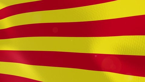 Catalonia realistic closeup flag animation. Perfect for Background. Seamless Looping.