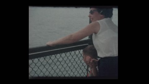 1963 Little boy and mom ride Ferry