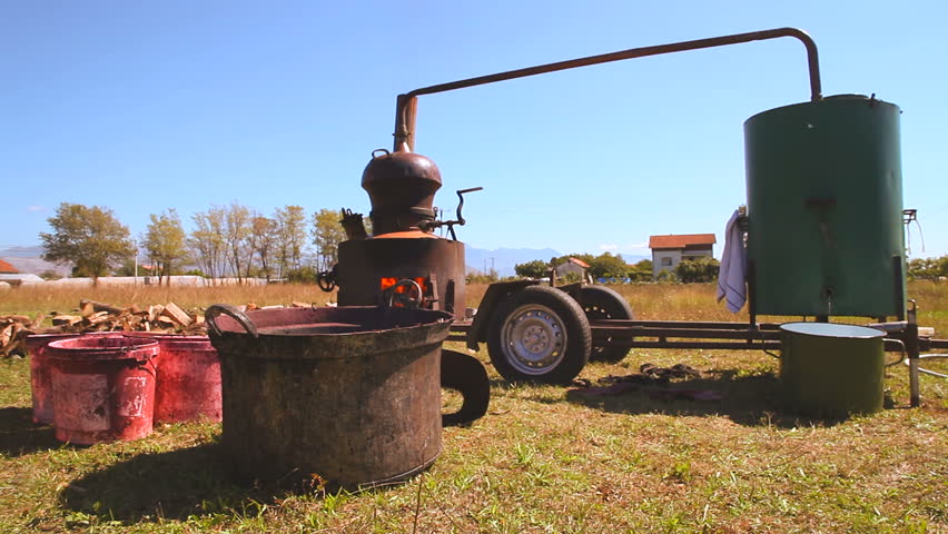 Making a homemade brandy. Traditional distillery for making brandy
