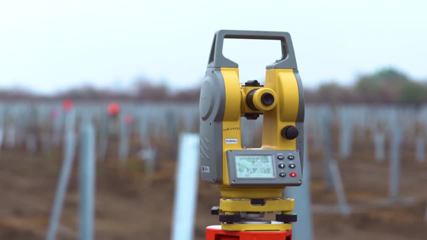 Close up of a total station on the field with blurred background Royalty-Free Stock Footage #1023742825