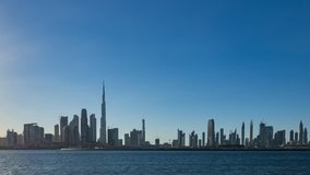 [4K Time lapse video] Dubai Skyscrapers from Day to Night Magic hour