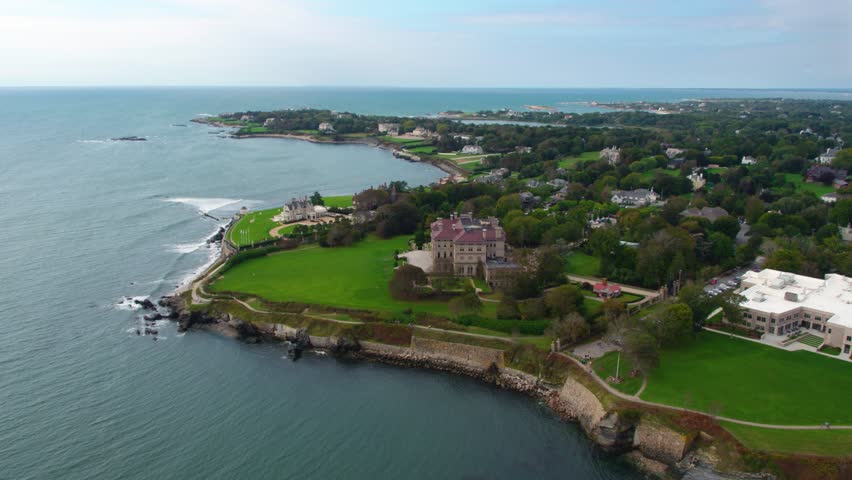 Aerial Drone, New England Coast, Coastline Coastal Town Beach