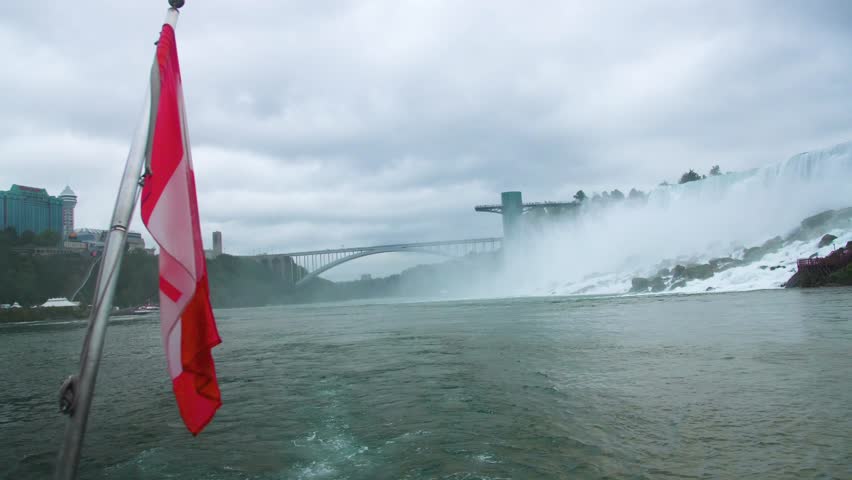 Niagara Falls From Boat With Canadian Flag