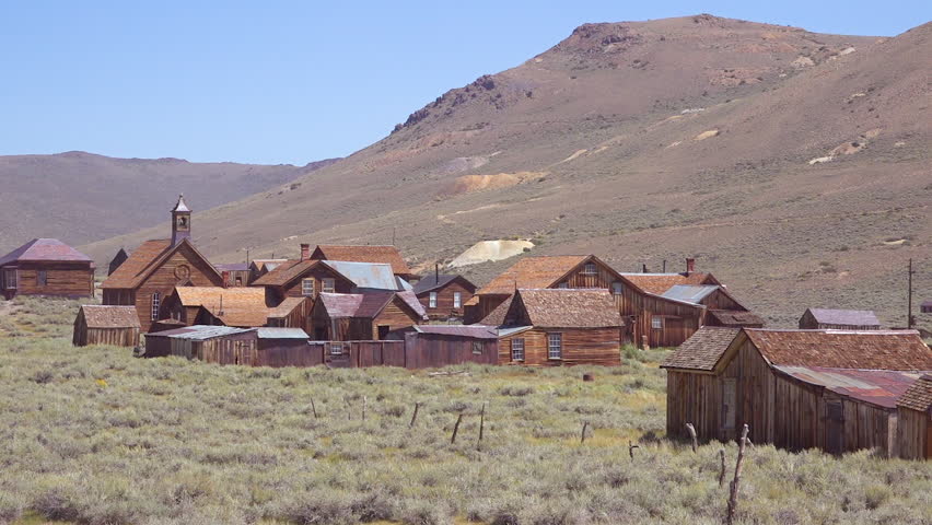 BODIE, CALIFORNIA - CIRCA 2019 - Establishing shot of Bodie California gold mining gold rush ghost town.