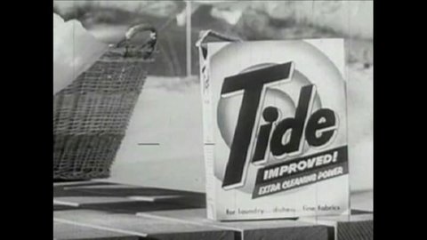 CIRCA 1950s - 1960s - Tide Detergent commercial - cleanest laundry detergent under the sun.