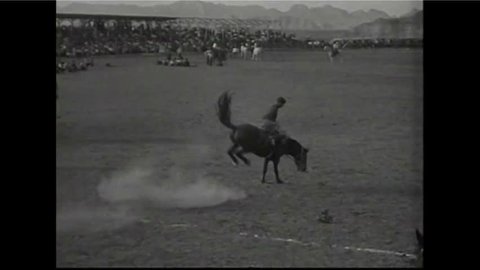 CIRCA 1910s - Ranchers in the American West herd cattle and have a rodeo in 1919.