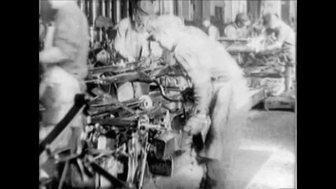 CIRCA 1920s - Good assembly line Ford factory footage with workers from the 1920s.
