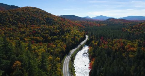 Aerial Drone, Colorful Forest Wilderness, Mountains & River