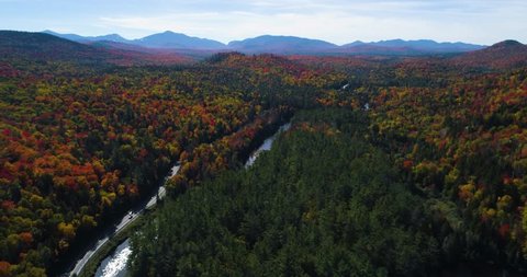 Aerial Drone, Colorful Forest Wilderness, Mountains & River