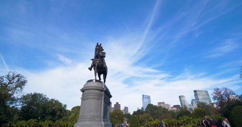 Boston, Massachusetts / United States - August 23 2018: George Washington Statue, Boston Public Gardens Monument