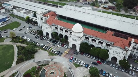 IPOH,Perak Malaysia - February  6, 2019 : Aerial view of Ipoh Beautiful Railway Station (KTM) in Ipoh town