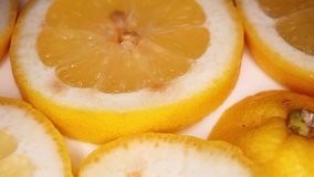 Yellow lemon slices food video texture pattern footage