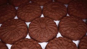 Brown chocolate biscuits cacao food closeup texture pattern.