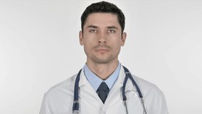Online Video Chat, Talking Doctor on White Background