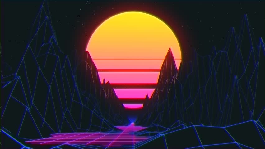 screensaver 80s style synthwave big orange Stock Footage Video (100% ...