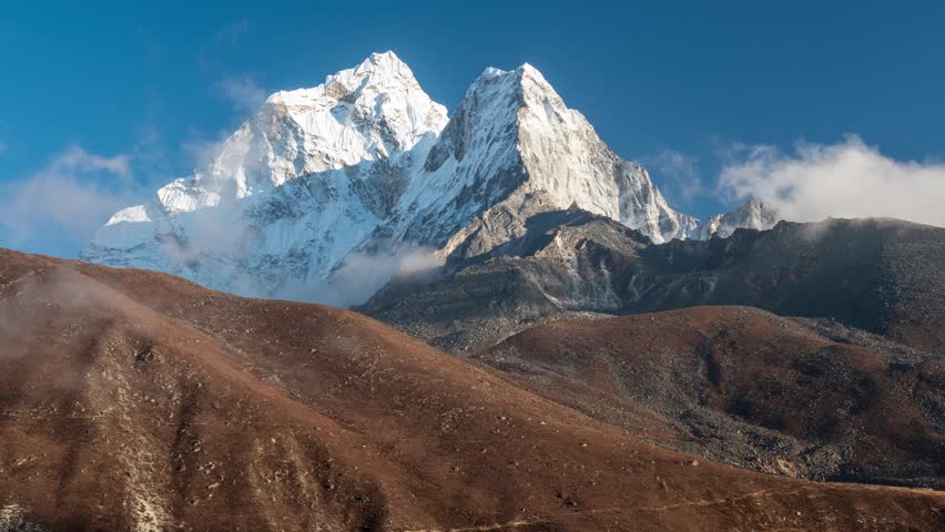 Timelapse of Ama Dablam  - one of the most beautiful Himalayan peak. Nepal, Everest region, Dingboche village Royalty-Free Stock Footage #1023814051