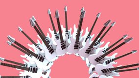 Abstract 3D rendering animation of Retro Style Background - Rotating Group of Guitars. - Powered by Shutterstock - Get 15% off with code: PIKWIZARD15