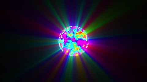 Small Psychedelic Sphere Colorful Rays Abstract Motion Background Loop Fast