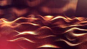 4k abstract looped backgrounds with glow particles with depth of field. Science fiction background of microworld or space. Golden red dots 31