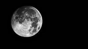 Full moon on a background of black night sky. 4k stock footage