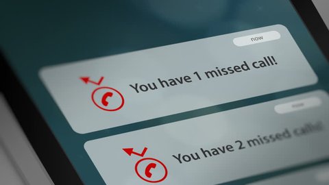 Message App with Missed Call  Notifications on Smart Phone Screen.
