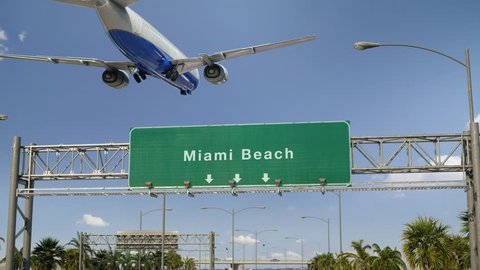 Airplane Landing Miami Beach