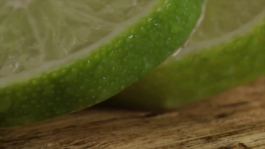 Still image of juicy lime slices, Extreme Closeup