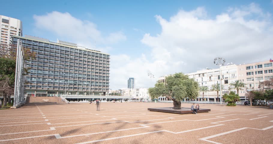 Time Lapse of Rabin Square in Tel Aviv