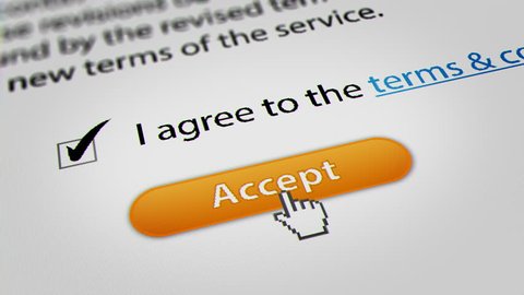 Mouse Cursor Clicking Accept for Terms and Conditions Agreement.
