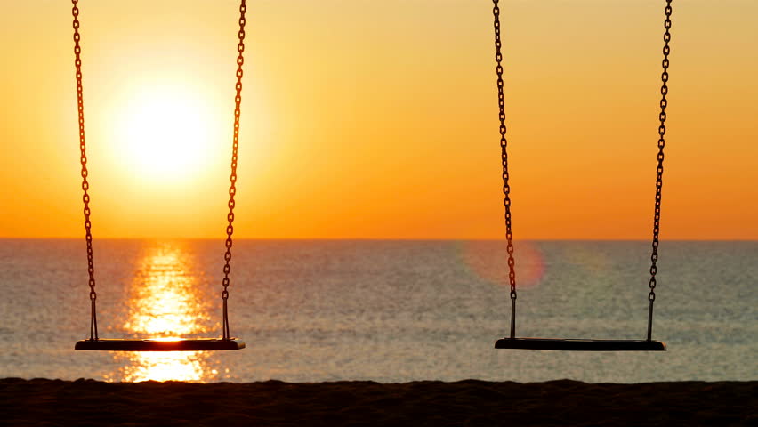 Back view portrait of a sad girl silhouette swinging at sunset on the beach Royalty-Free Stock Footage #1023868450