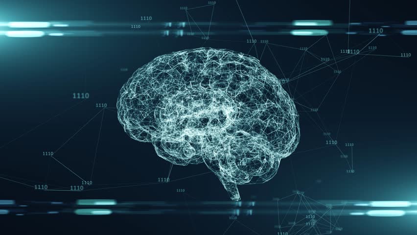 AI Artificial intelligence digital brain bid data deep learning computer machine - render