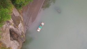 Aerial view - Boat fishing in a lake