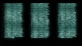 noisy distorted glitched fast long scrolling programming security hacking code data flow stream on blue display new quality numbers letters coding techno joyful video 4k stock footage
