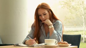 Businesswoman reading newspaper in cafe in the city, 4K
 - Powered by Shutterstock - Get 15% off with code: PIKWIZARD15