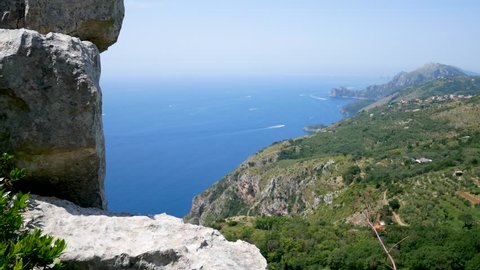 A Beautiful View Of Amalfi Coast And Capri Seen From The Path Of The Gods
