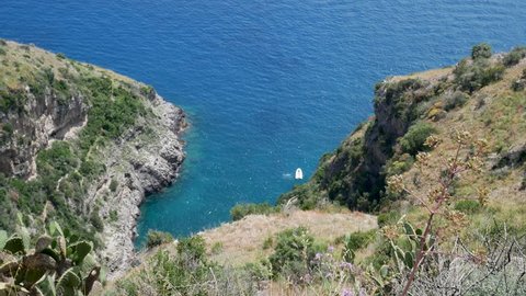 a beautiful view of Amalfi coast and Li Galli island seen from the Path of the Gods