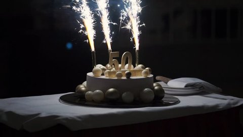 50th years anniversary celebration cake with fireworks