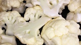 Cauliflower vegetable food closeup texture pattern seamless looping rotating video footage hd resolution.