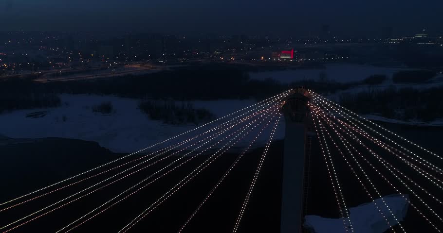 Winter bridge with lighting | Shutterstock HD Video #1023943646