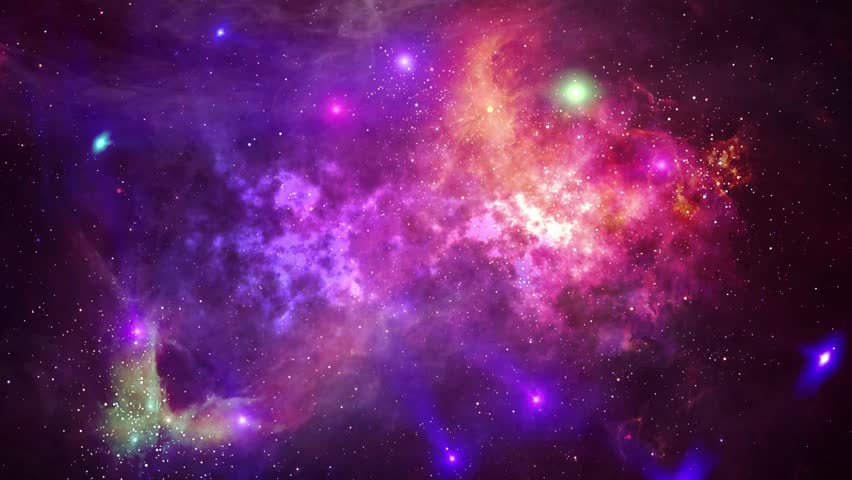 Space Flight Through The Nebula. Stars and glare. Bright futuristic animation. | Shutterstock HD Video #1023944909
