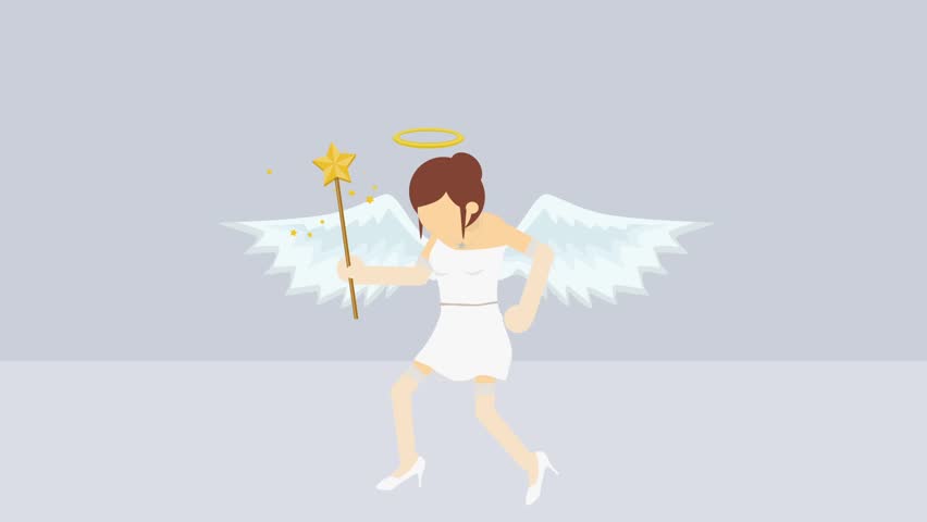 Cute angel illustration. Business character. Cosplay. Abstract loop heavenly animation. Love & peace.