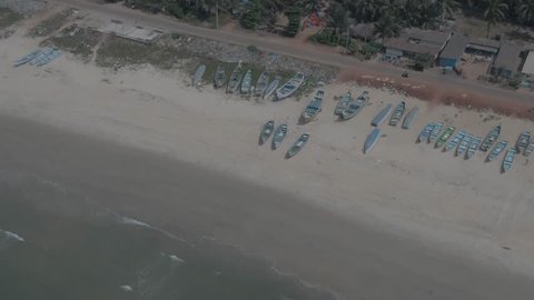 Malpe beach resort in south India, 4k aerial ungraded/flat