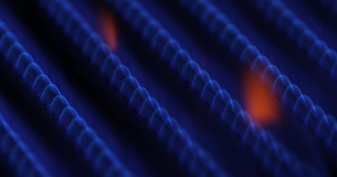 Close-up of ignition and burning of natural gas inside of boiler furnace 4K