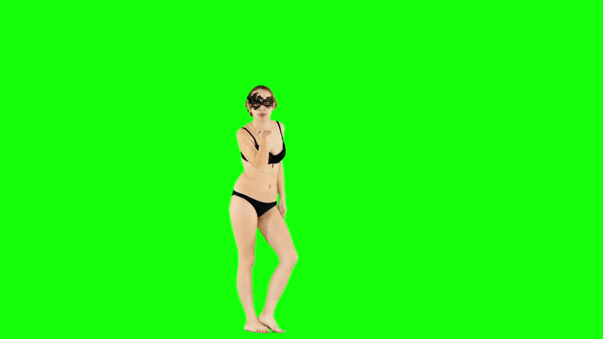 Similar to sexy Girl in Latex Dress walk - seperated on green screen Popula...