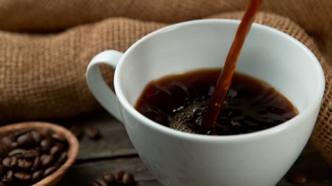 Pouring coffee in super slowmotion. Shooted with high speed cinema camera at 4K, 1000fps.