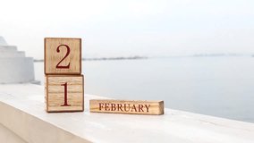 wood box calendar 21st february footage video clip