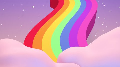 Cartoon rainbow road in the night sky animation. (Looped)