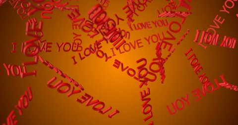 3d text I LOVE YOU falls slow motion
