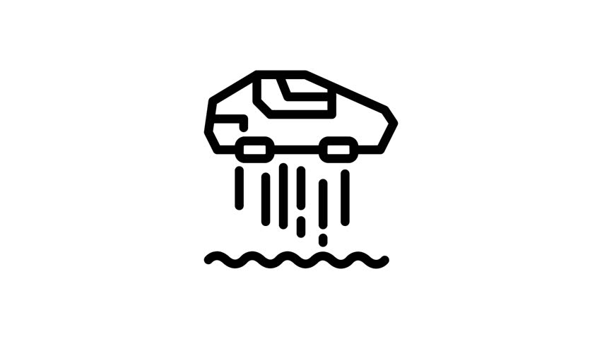 Hover car, Personal, Car, Technology Line Icon Motion Graphic Animation